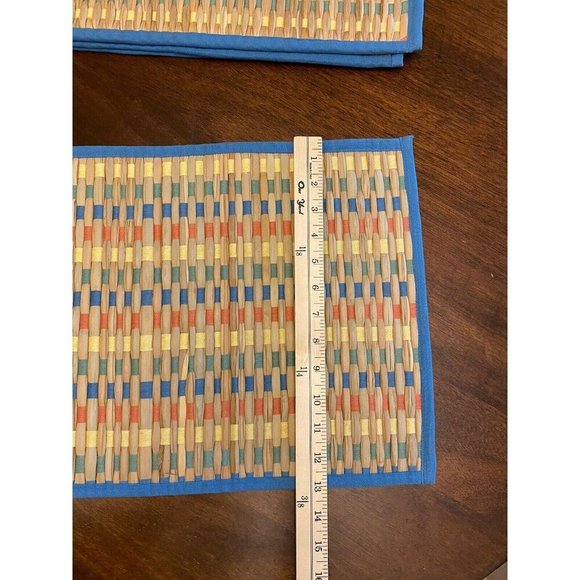 Set of 4 Wicker Kay Dee Designs Placemats Blue Border - Picture 5 of 5